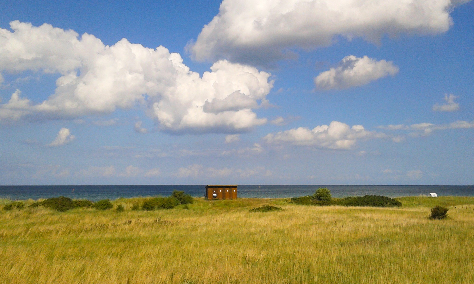 Blick auf Ostsee über Felder